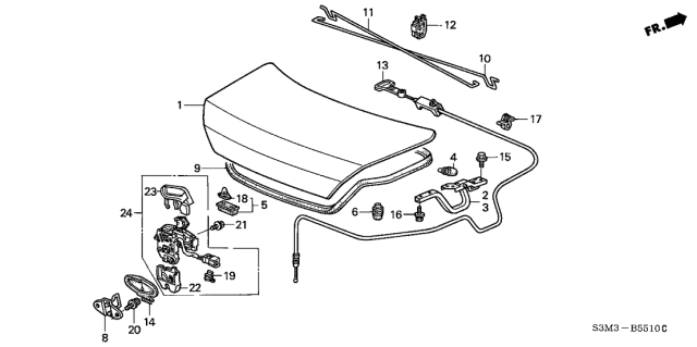 2001 Acura CL Trunk Lid Diagram