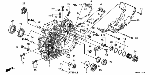 2012 Acura TL 4 Door TECH KA 6AT AT Torque Converter Case (2WD) Diagram