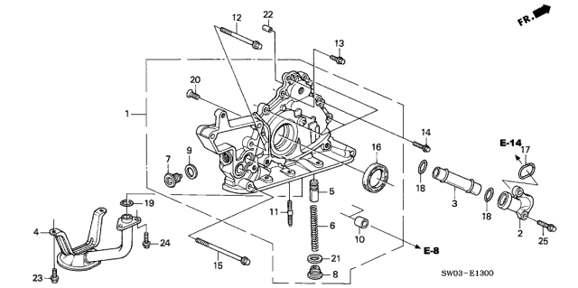 2001 Acura NSX 2 Door NSX-T KA 6MT Oil Pump Diagram