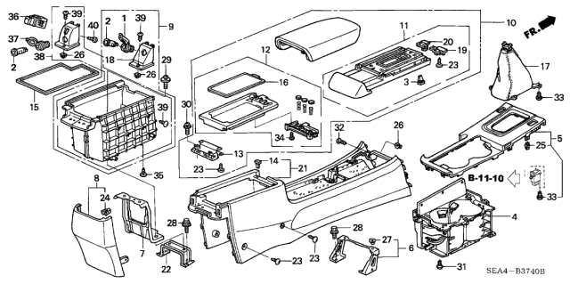 2006 Acura TSX Base, Console Armrest (Moon Lake Gray) Diagram for 83407-SDA-A01ZF