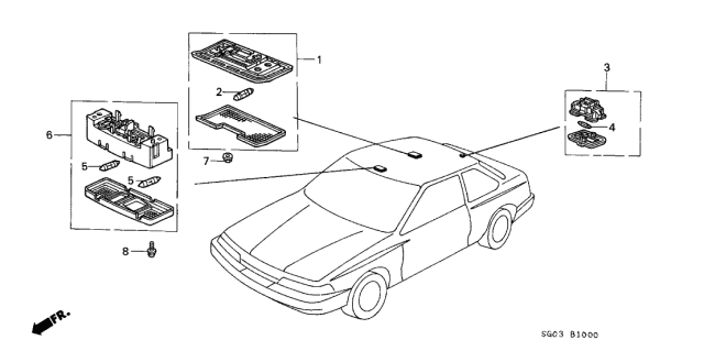 1990 Acura Legend 2 Door L (MOQUETTE) KA 4AT Interior Light Diagram