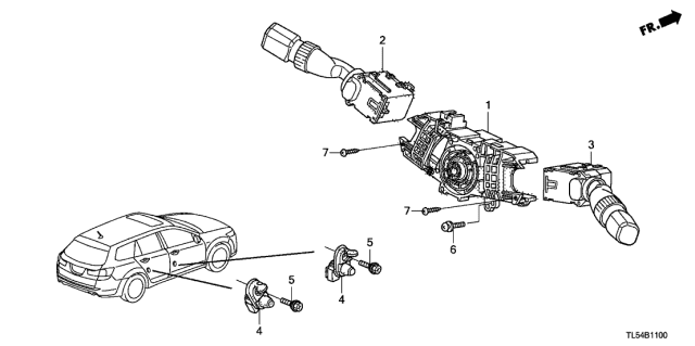 2014 Acura TSX Switch Assembly, Wiper Diagram for 35256-TL7-X41