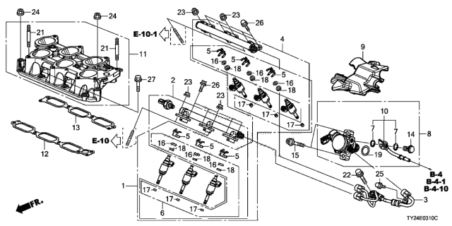 2020 Acura RLX 4 Door ADV (SH-AWD (HYBRID)) KA DCT Fuel Injector Diagram