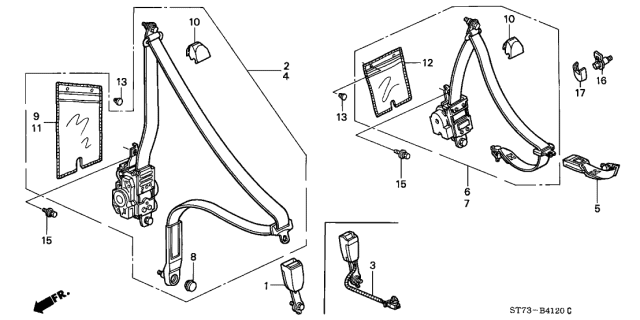1996 Acura Integra Buckle Set, Rear Seat Belt (Medium Taupe) Diagram for 04823-ST7-A05ZB