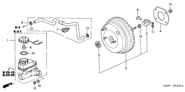 2001 Acura CL 2 Door SPORT KA 5AT Brake Master Cylinder Diagram