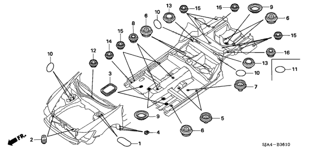 2006 Acura RL Plug, Floor Hole (50MM) Diagram for 91613-SJA-003