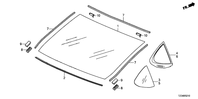 2020 Acura TLX Seal, Right Rear Door Qt Diagram for 73441-TZ3-A01