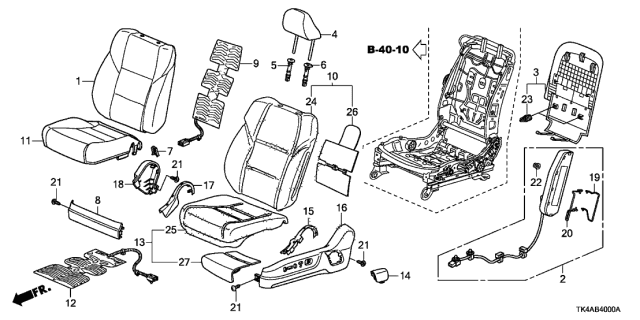 2013 Acura TL Front Seat Diagram 1