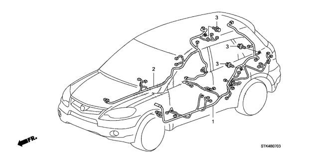 2010 Acura RDX Wire Harness, Driver Side Diagram for 32140-SZP-A00