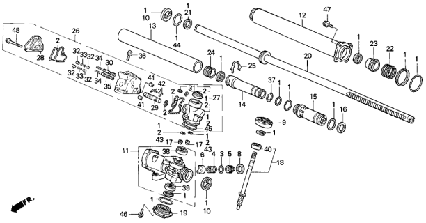 1995 Acura Legend P.S. Gear Box Components Diagram