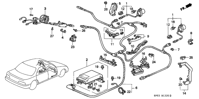 1992 Acura Legend 4 Door L KA 4AT SRS Control Unit Diagram