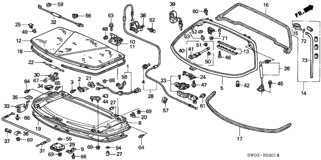 2002 Acura NSX Knob Assembly, Rear Hatch (New Pure Red) Diagram for 74884-SL0-A11ZF