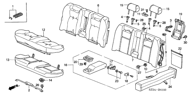 2004 Acura RL Lid Assembly, Rear Armrest (Light Lapis) Diagram for 82186-SZ3-A02ZE