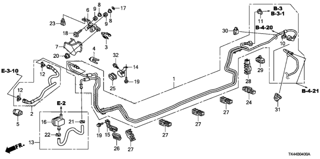 2010 Acura TL 4 Door BASE KA 5AT Fuel Pipe Diagram