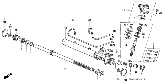 1996 Acura Integra Steering Rack Diagram for 53626-ST7-A61