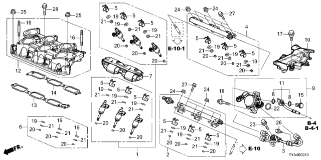 2022 Acura MDX Injector Set, Fuel Diagram for 16010-RLV-306