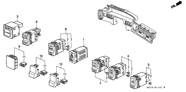 1993 Acura Integra 3 Door GSL (LEATHER) KA 4AT Switch Diagram