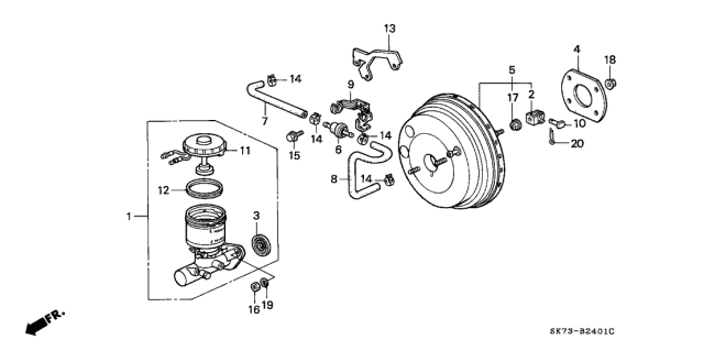 1993 Acura Integra 3 Door GSL (LEATHER) KL 5MT Master Cylinder Diagram