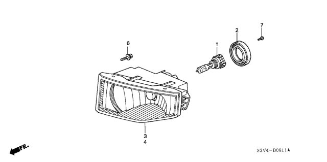 2006 Acura MDX Foglight Unit, Passenger Side Diagram for 33901-S3V-A11