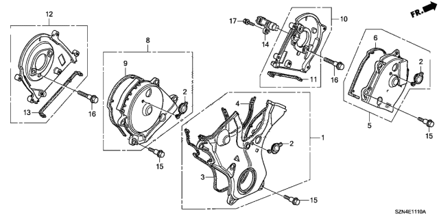 2013 Acura ZDX 5 Door ZDX KA 6AT Timing Belt Cover Diagram