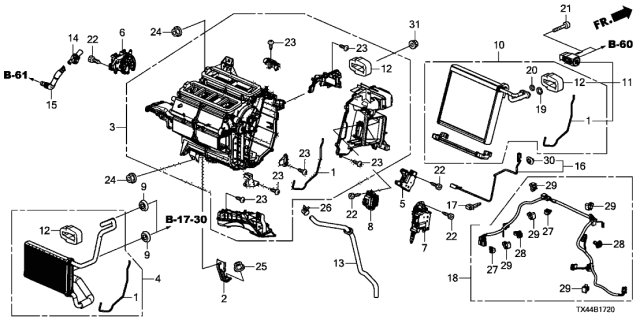 2018 Acura RDX Evaporator Diagram for 80211-TX4-A51