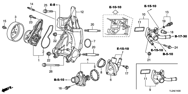 2013 Acura TSX 4 Door TSX KA 5AT Water Pump (L4) Diagram
