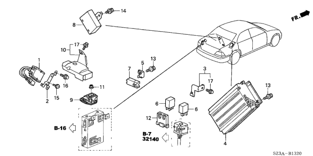 2004 Acura RL 4 Door RL (NAVIGATION) KA 4AT Control Unit (Trunk) Diagram