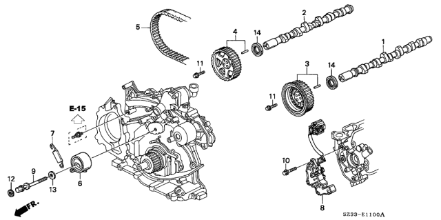 2003 Acura RL Timing Belt Adjuster Diagram for 14510-P5A-003