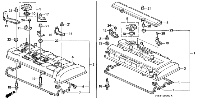 1999 Acura Integra 4 Door GS (LEATHER) KA 4AT Cylinder Head Cover Diagram