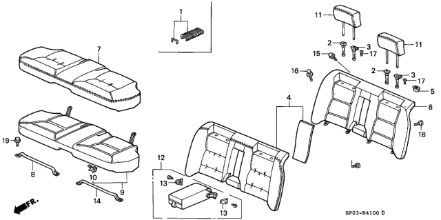 1992 Acura Legend Pillow Assembly, Rear Seat (Graphite Black) Diagram for 82140-SP0-A01ZA