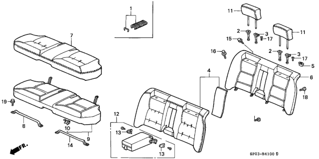 1992 Acura Legend Cushion, Rear Seat Diagram for 82135-SP0-A01