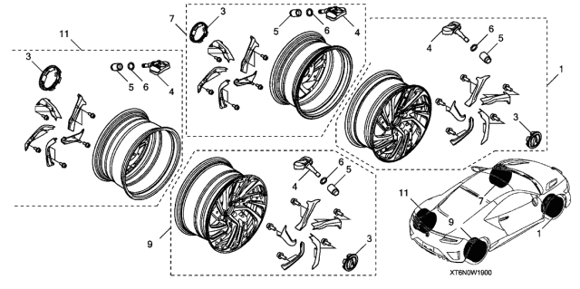 2021 Acura NSX Alloy Wheel Diagram 1