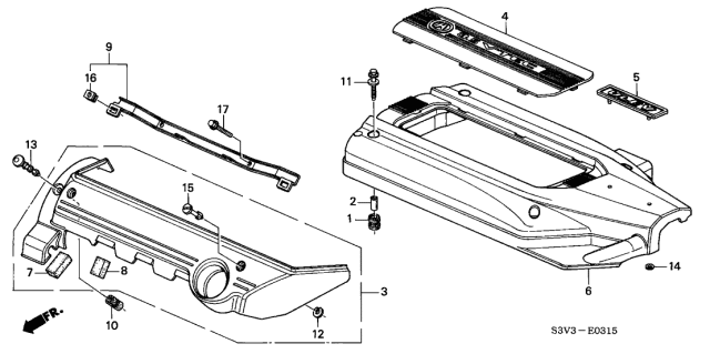 2001 Acura MDX Design Plate Diagram for 17125-PGK-L00