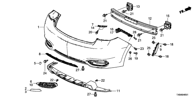 2016 Acura ILX 4 Door TECH (PLUS) KA DCT Rear Bumper Diagram