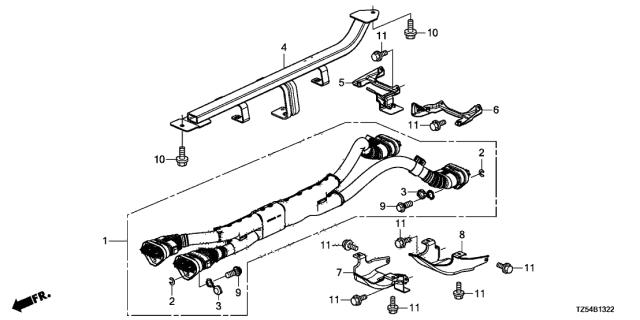 2018 Acura MDX Stay, Right Rear High Voltage Cable Diagram for 1F062-5WS-A10