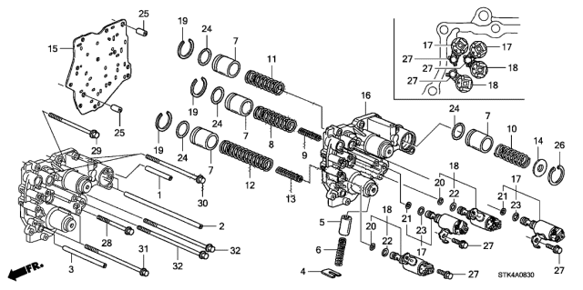 2010 Acura RDX 5 Door TECH KA 5AT AT Accumulator Body Diagram