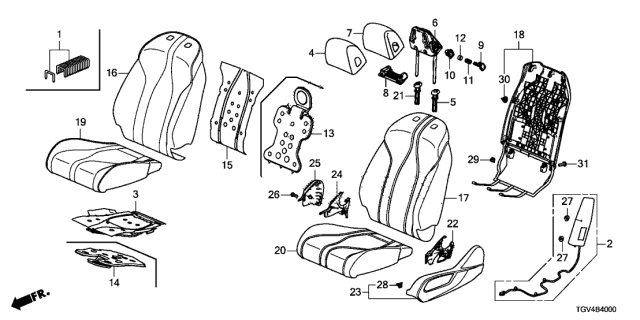 2021 Acura TLX Driver Side Air Bag Module Diagram for 78055-TGV-A24