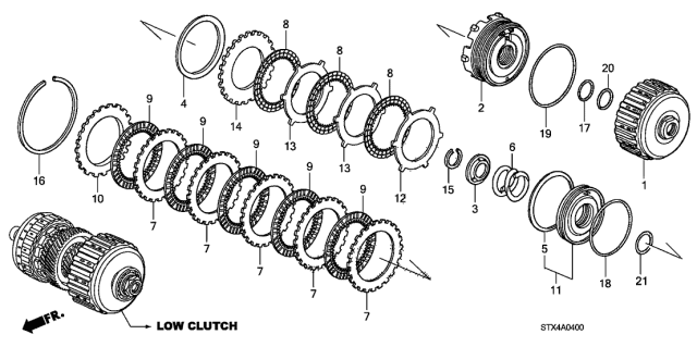 2009 Acura MDX Piston, Low Clutch Diagram for 22520-RYF-003