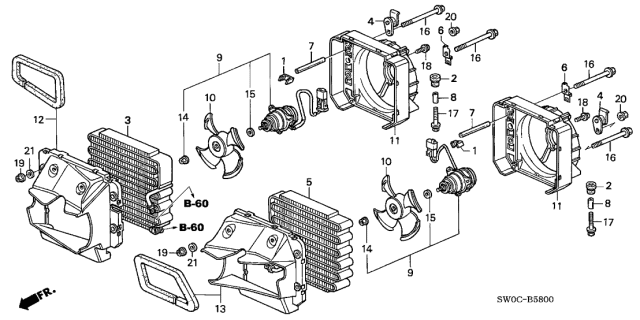 2003 Acura NSX 2 Door NSX-T KA 6MT A/C Condenser Diagram