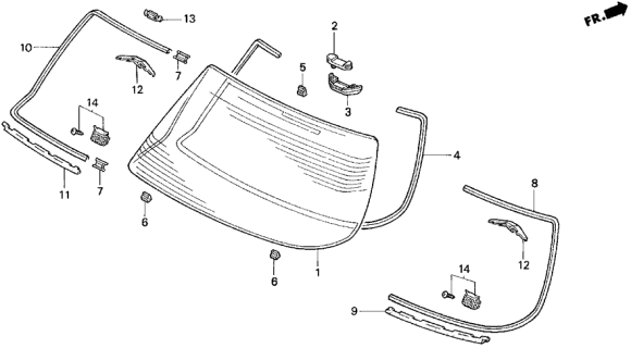 1996 Acura TL 4 Door BAS3.2 KA 4AT Rear Windshield Diagram