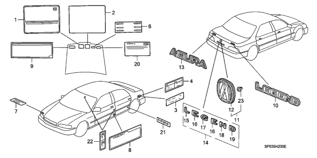 1992 Acura Legend Emblems Diagram