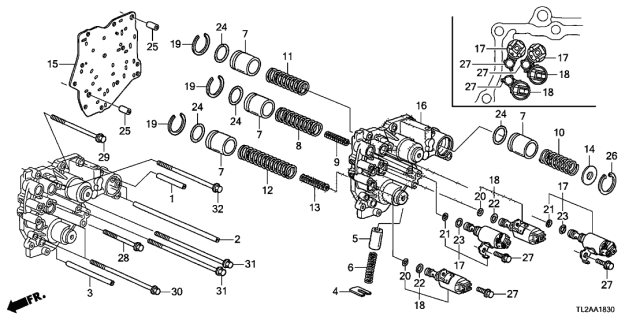 2013 Acura TSX 4 Door TSX V6 KA 5AT AT Accumulator Body (V6) Diagram