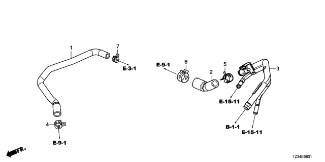 2019 Acura TLX Tube, Breather Diagram for 17136-5G0-A00