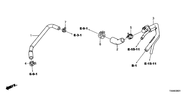 2017 Acura RDX Pipe, Breather Diagram for 17137-58K-H00