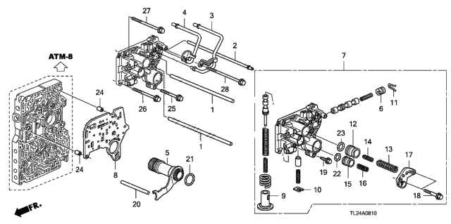 2009 Acura TSX 4 Door TSX (TECH) KA 5AT AT Regulator Body Diagram