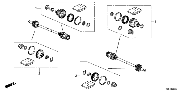 2020 Acura MDX Rear Driveshaft Set Short Parts Diagram