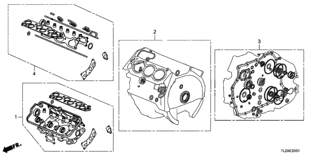 2013 Acura TSX 4 Door TSX V6 KA 5AT Gasket Kit (V6) Diagram