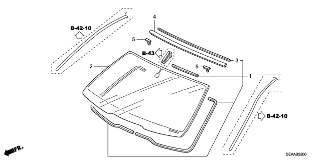 2008 Acura TSX 4 Door TSX (NAVIGATION) KA 5AT Front Windshield Diagram