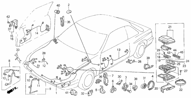 1989 Acura Legend Wire Harness, Front Door (Passenger Side) Diagram for 32752-SG0-A13