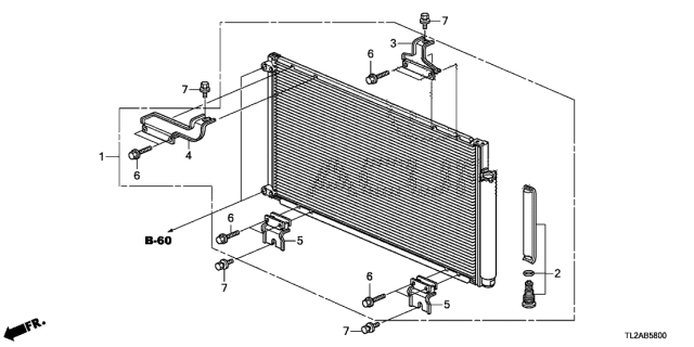 2013 Acura TSX 4 Door TSX KA 5AT A/C Air Conditioner (Condenser) (L4) Diagram